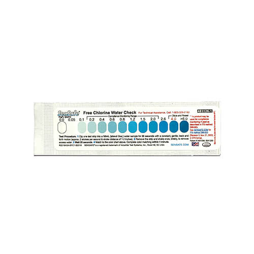 Water Chlorine check one use test strip